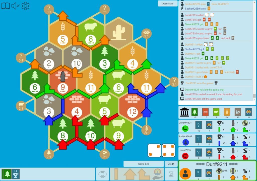 settlers of catan colonist io main game page