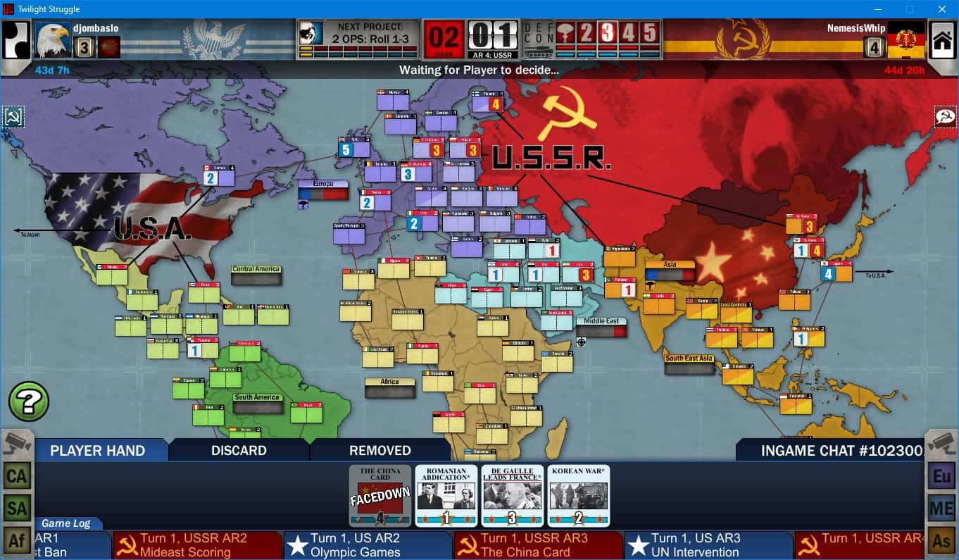 Twilight Struggle Review Board Game and Video Game main board view